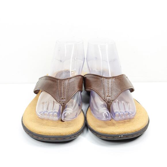 BOC Born Concept Thong Sandals Padded Brown Vegan Leather Sz 10 - Picture 4 of 7